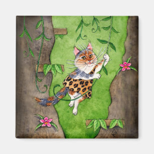 Cat Tarzan Jane swinging in trees Magnet