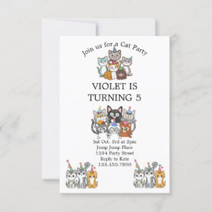 Cat-Tastic Kitty Cat Birthday Party With Gold Foil Invitation