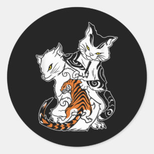 Cat Tattoo Lover Monmon Japanese Hand Tattooing  Classic Round Sticker