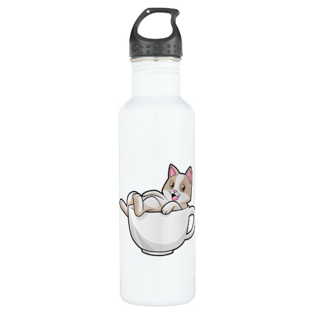 Cat Tea cup 710 Ml Water Bottle (Front)