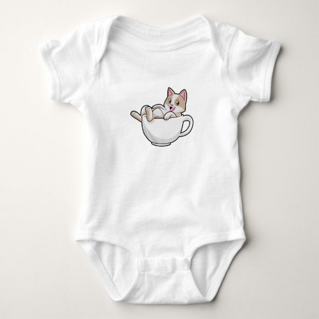 Cat Tea cup Baby Bodysuit (Front)