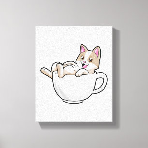 Cat Tea cup Canvas Print