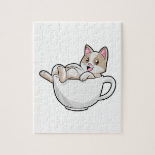 Cat Tea cup Jigsaw Puzzle