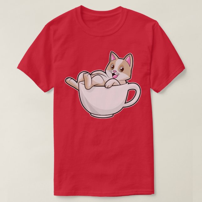 Cat Tea cup T-Shirt (Design Front)