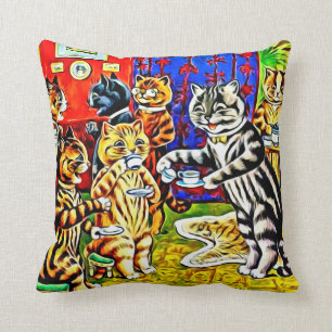 "Cat Tea Party" Stylised Louis Wain Cats Pillow