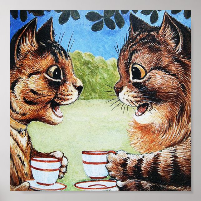 Cat Tea Time, Louis Wain Poster (Front)