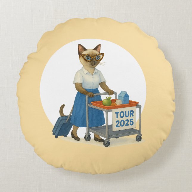 Cat teacher retirement 2025 for cat lovers round cushion (Front)