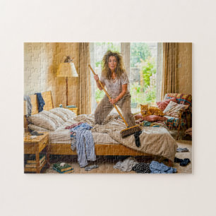 Cat Teaches Mouse Hunting Chaos Jigsaw Puzzle