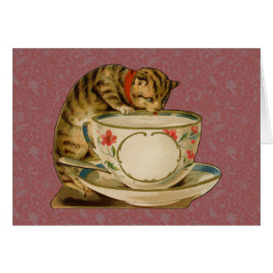 Cat Teacup Cute Vintage Victorian