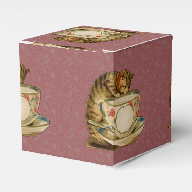 Cat Teacup Cute Vintage Victorian Favour Box (Front Side)