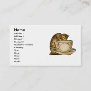 Cat Teacup Cute Vintage Victorian Pet Classic Business Card