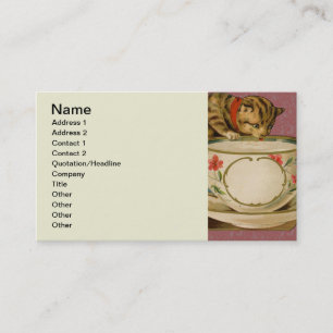 Cat Teacup Cute Vintage Victorian Pet Classic Business Card