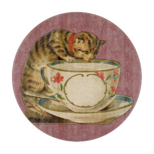 Cat Teacup Cute Vintage Victorian Pet Classic Cutting Board