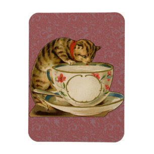 Cat Teacup Cute Vintage Victorian Pet Classic Magnet