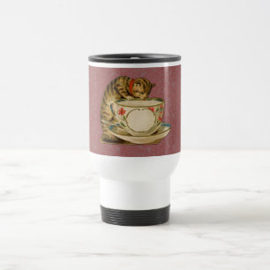 Cat Teacup Cute Vintage Victorian Pet Classic Travel Mug
