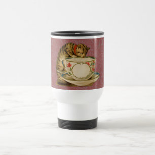 Cat Teacup Cute Vintage Victorian Pet Classic Travel Mug