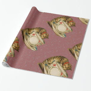 Cat Teacup Cute Vintage Victorian Pet Classic Wrapping Paper