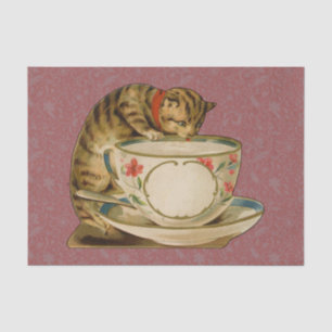 Cat Teacup Cute Vintage Victorian Tissue Paper