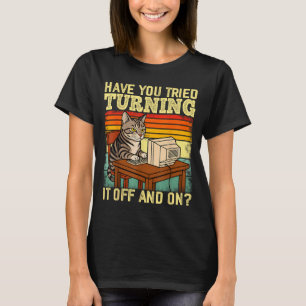 Cat Tech Engineer Suprt Humor Tech Computer It Guy T-Shirt