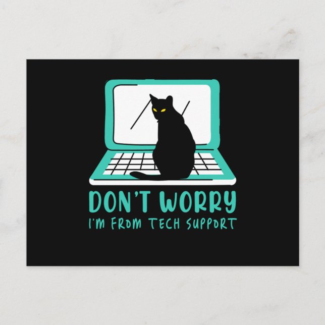 Cat Tech Support Computer Kitten Helpdesk IT Gift Postcard (Front)