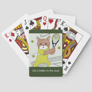 Cat Tennis Player Life is better on the court Playing Cards