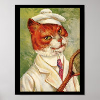 Cat Tennis Player Vintage Thiele Art