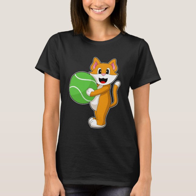Cat Tennis Tennis racket Sports T-Shirt (Front)