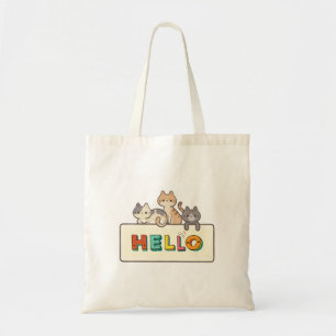 cat, text box, doodle tote bag