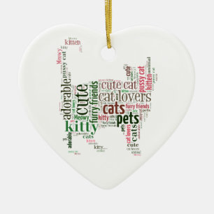 Cat text design ceramic tree decoration