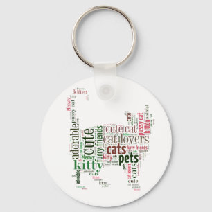 Cat text design key ring