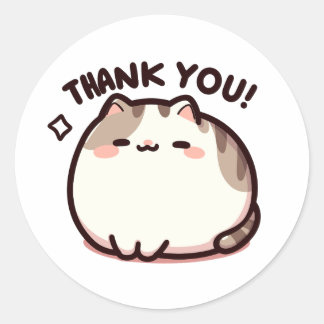 Cat - Thank you Classic Round Sticker