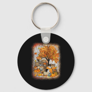 Cat Thanksgiving Pumpkin Autumn Halloween Cats Fal Key Ring