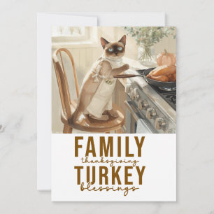Cat Thanksgiving with Turkey Invitation