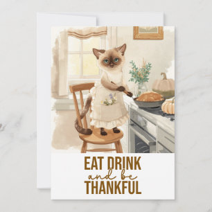 Cat Thanksgiving with Turkey Invitation