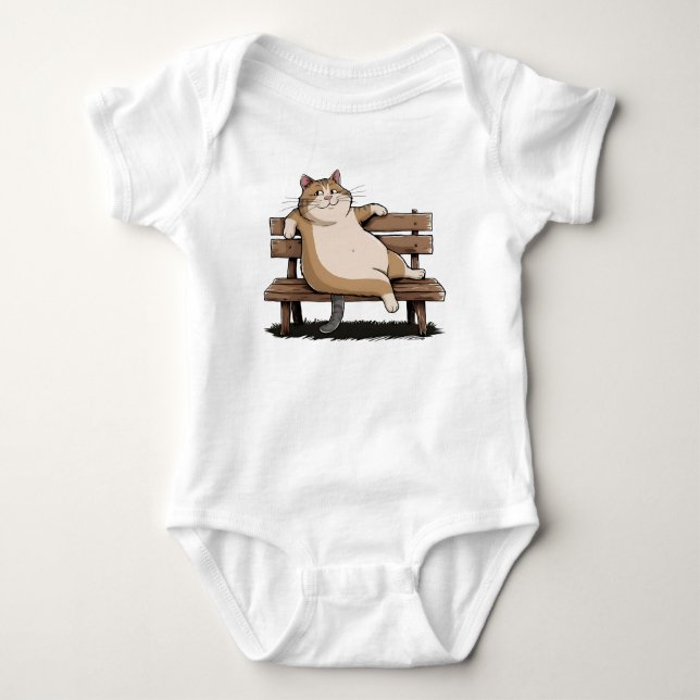 Cat The Bench Sitter Baby Bodysuit (Front)