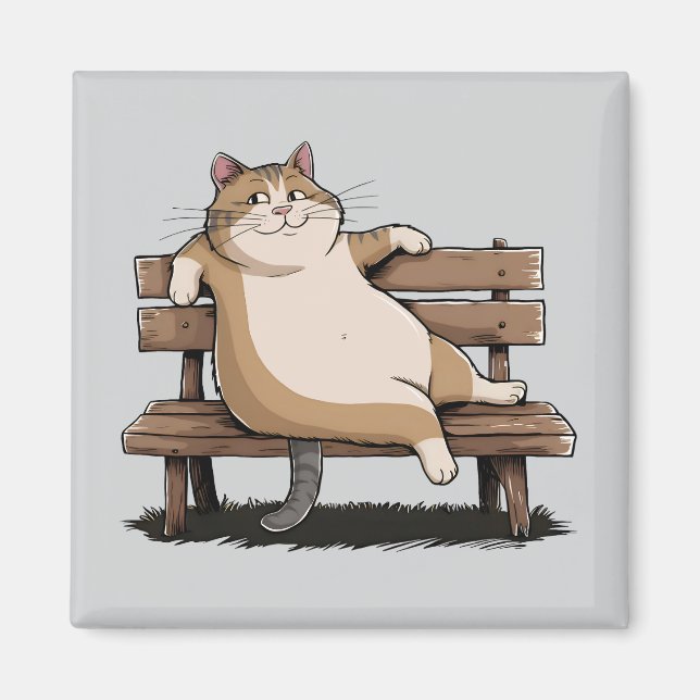 Cat The Bench Sitter Magnet (Front)
