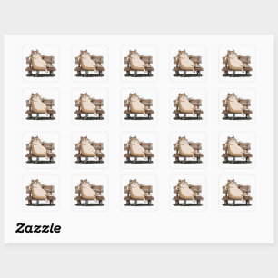 Cat The Bench Sitter Square Sticker