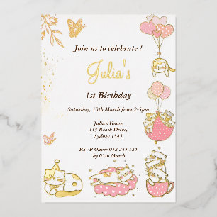 Cat theme baby girl 1st birthday