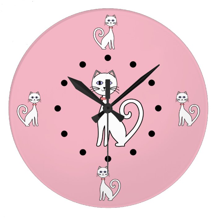 Cat Theme Wall Clock Zazzle.co.uk