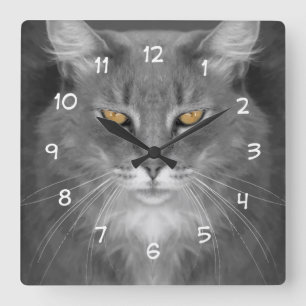 Cat Theme Wall Decor Square Wall Clock