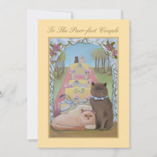 Cat Theme Wedding Congratulations Flat Card