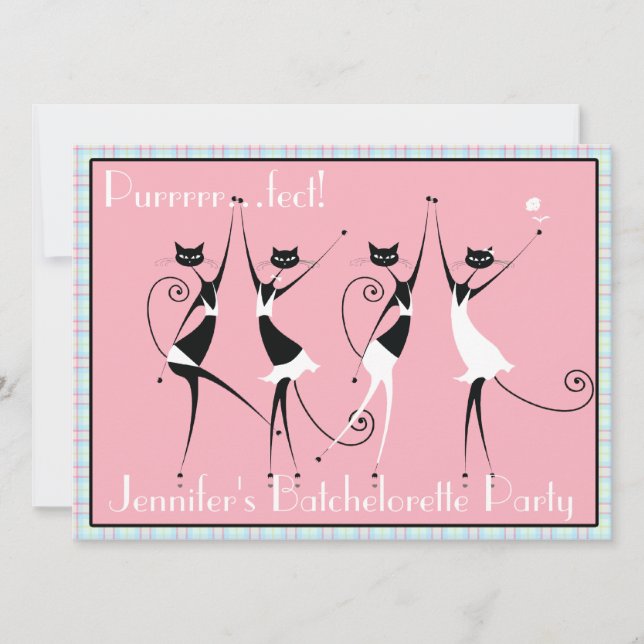 cat themed batchelorette party invitations no 2 (Front)
