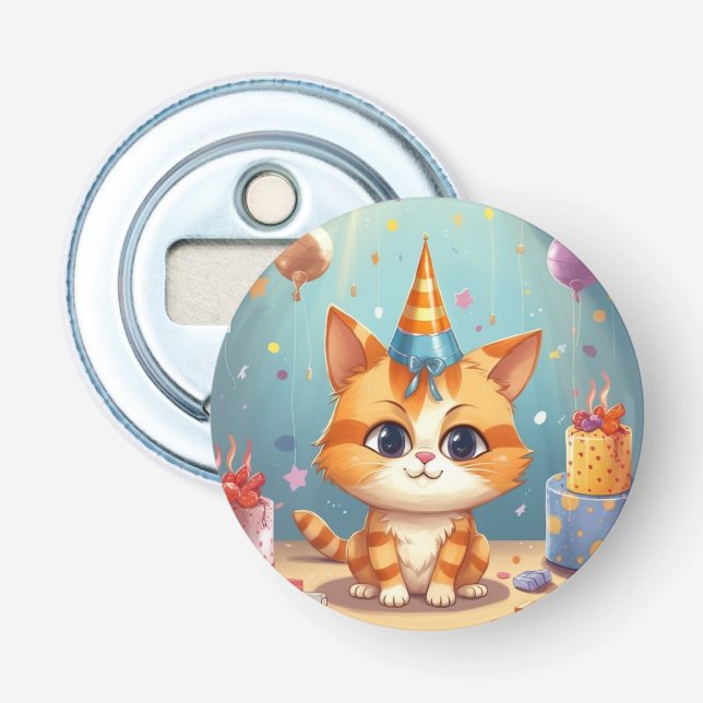 Cat themed bottle opener ginger cat cute (Front)