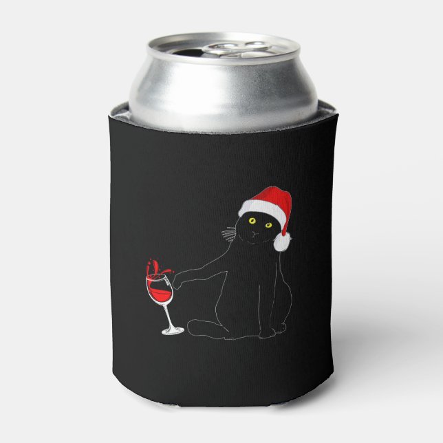 Cat Themed Christmas Sweater For Men Women Wine Lo Can Cooler (Can Front)