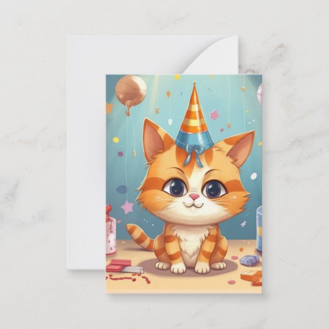 Cat themed design ginger cat cute card (Front)