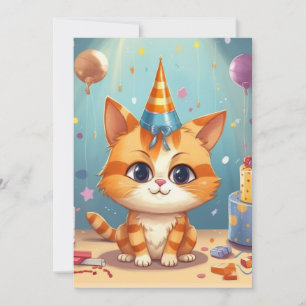 Cat themed design ginger cat cute invitation