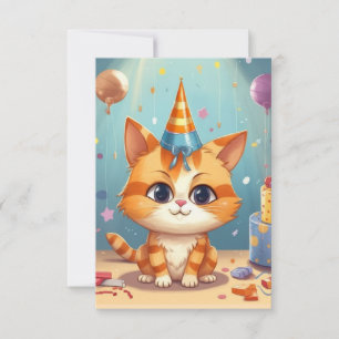 Cat themed design ginger cat cute thank you card