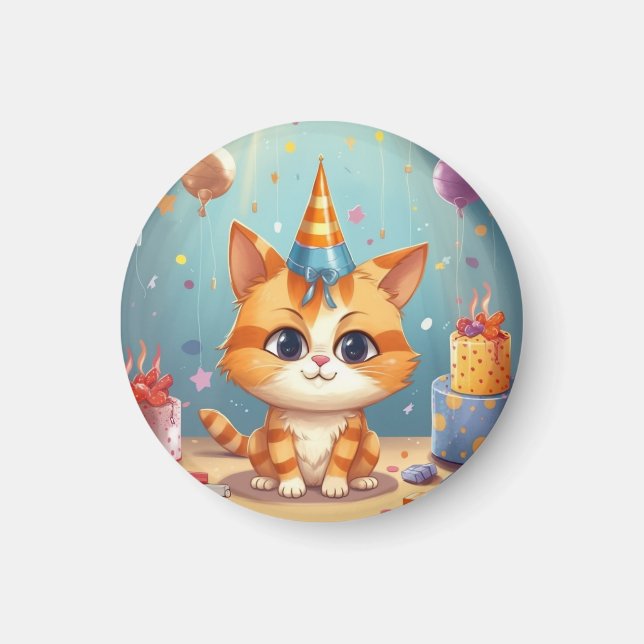 Cat themed magnet ginger cat cute (Front)