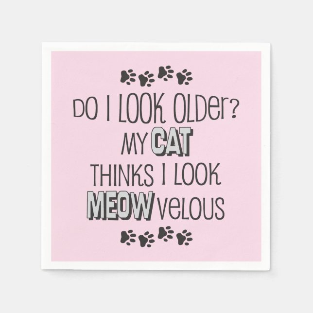 Cat themed Pink Funny Birthday Paper Napkins (Front)