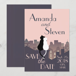 Cat themed wedding design invitation